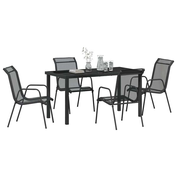 vidaXL Ensemble de salle &agrave; manger pour jardin 5 pcs Noir