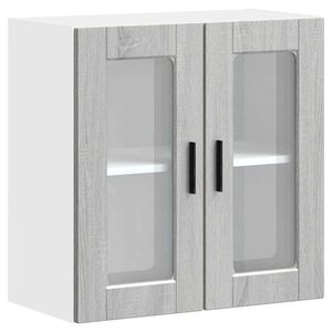 vidaXL Armoire murale de cuisine avec porte en verre Porto sonoma gris