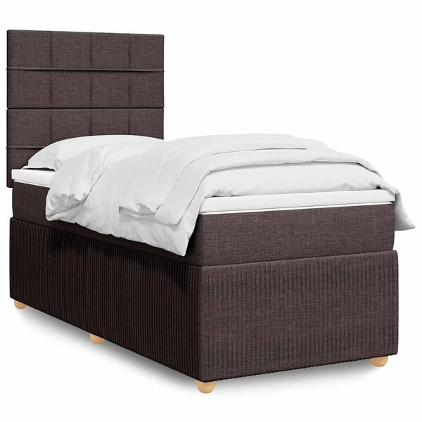vidaXL Sommier &agrave; lattes de lit avec matelas Marron fonc&eacute; 100x200 cm