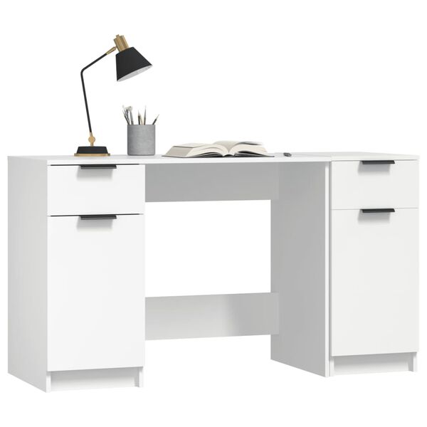 vidaXL Bureau avec armoire lat&eacute;rale Blanc Bois d'ing&eacute;nierie