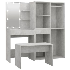 vidaXL Ensemble de coiffeuse avec LED Gris b&eacute;ton Bois d'ing&eacute;nierie