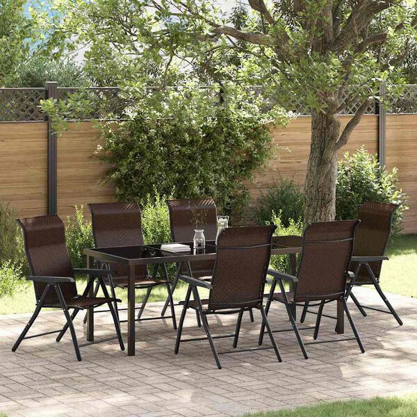 vidaXL Ensemble de salle &agrave; manger pour jardin 7 pcs Marron