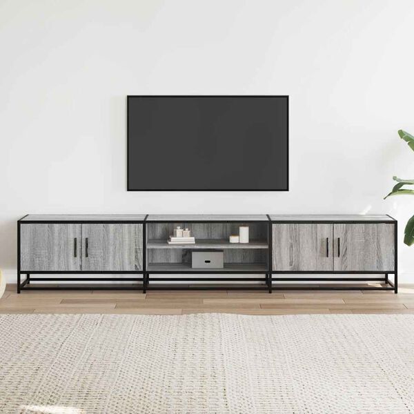 vidaXL Meuble TV sonoma gris 210x35x41 cm bois d'ing&eacute;nierie