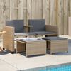 vidaXL Canap&eacute; de jardin 2 places avec table et tabourets beige rotin