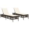 vidaXL Chaises longues avec coussins lot de 2 marron r&eacute;sine tress&eacute;e