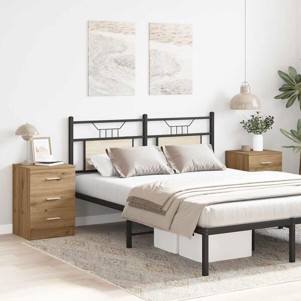 vidaXL Tables de chevet 2 pcs ch&ecirc;ne artisanal 38x35x55 cm