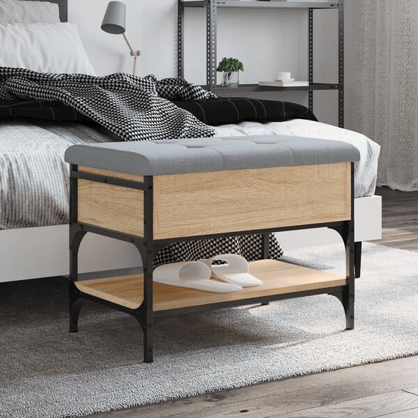 vidaXL Banc &agrave; chaussures ch&ecirc;ne sonoma 62x42x45 cm bois d'ing&eacute;nierie