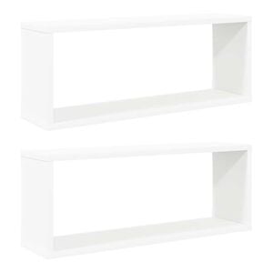 vidaXL &Eacute;tag&egrave;res murales cube 2 pcs Blanc 60x15x23 cm Bois d&rsquo;ing&eacute;nierie