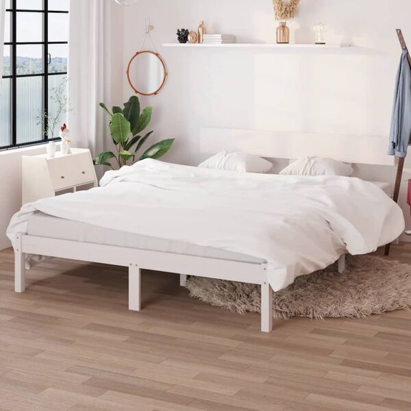 vidaXL Cadre de lit sans matelas blanc bois massif 160x200 cm