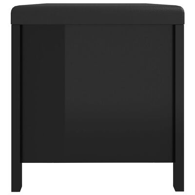 vidaXL Boîte de rangement coussin Noir brillant 105x40x45 cm Aggloméré