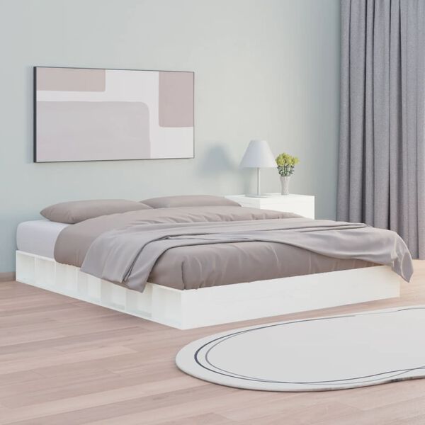 vidaXL Cadre de lit sans matelas blanc 120x200 cm bois massif