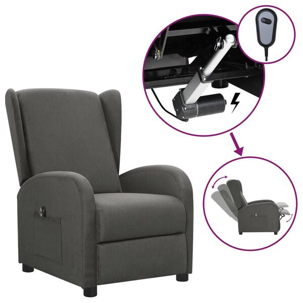 vidaXL Fauteuil inclinable &eacute;lectrique Gris fonc&eacute; Tissu
