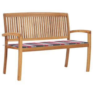 vidaXL Banc de jardin empilable et coussin 128,5cm Bois de teck massif