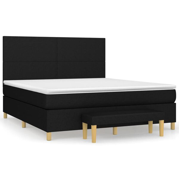 vidaXL Sommier &agrave; lattes de lit avec matelas Noir 160x200 cm Tissu
