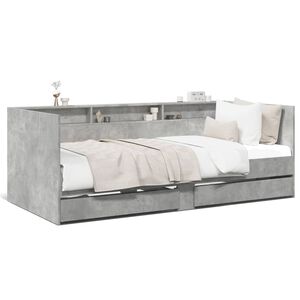 vidaXL Lit de jour avec tiroirs sans matelas gris b&eacute;ton 75x190 cm