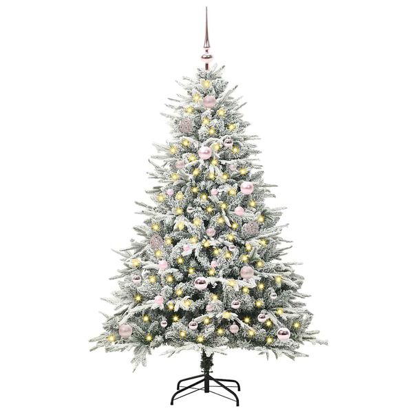 vidaXL Arbre de No&euml;l artificiel pr&eacute;-&eacute;clair&eacute; avec ensemble de boules