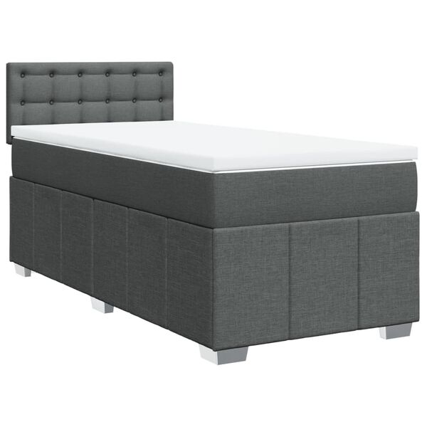 vidaXL Sommier &agrave; lattes de lit avec matelas Gris fonc&eacute; 80x200 cm Tissu