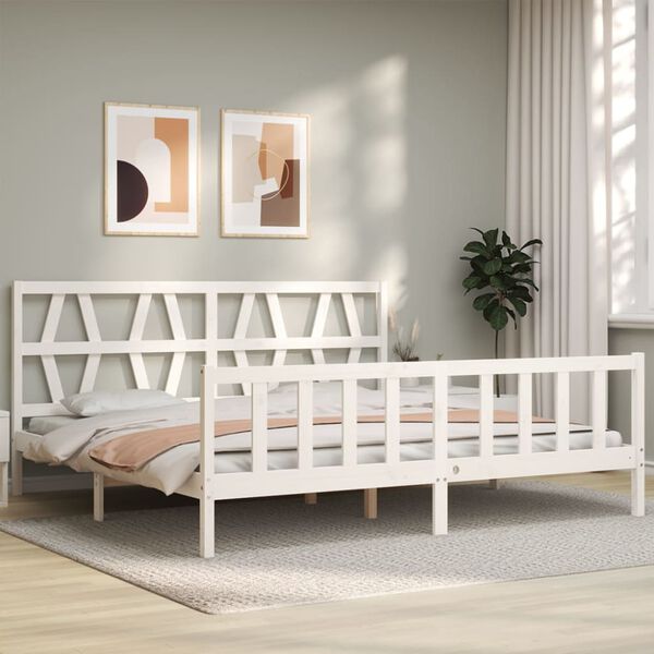 vidaXL Cadre de lit sans matelas blanc 200x200 cm bois massif de pin