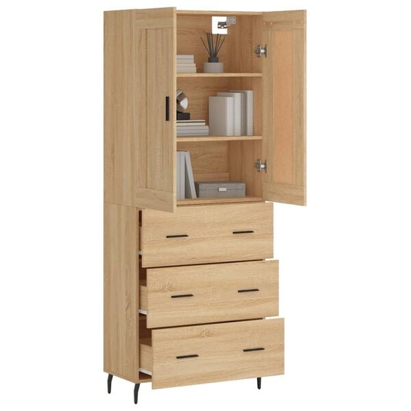 vidaXL Buffet haut Ch&ecirc;ne sonoma 69,5x34x180 cm Bois d'ing&eacute;nierie