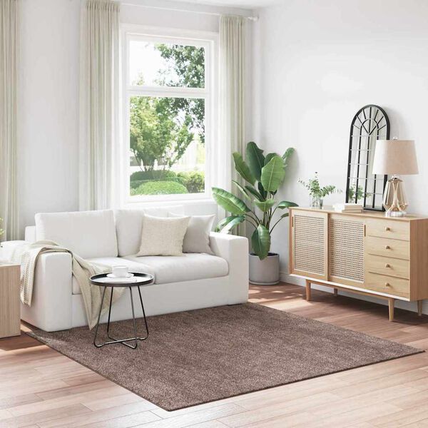 vidaXL Tapis Shaggy Anti-dérapant Marron 200 x 200 cm PP