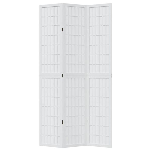 vidaXL Cloison de s&eacute;paration 3 panneaux blanc bois de paulownia massif