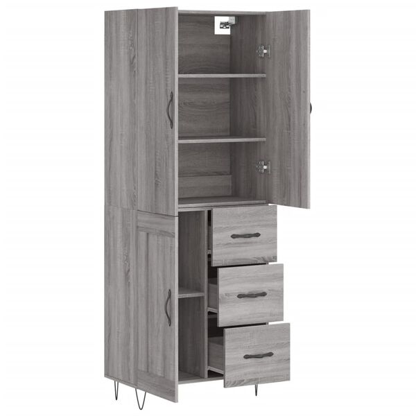 vidaXL Buffet haut Sonoma gris 69,5x34x180 cm Bois d'ing&eacute;nierie