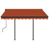 vidaXL Auvent r&eacute;tractable automatique et poteaux 3x2,5 m Orange marron