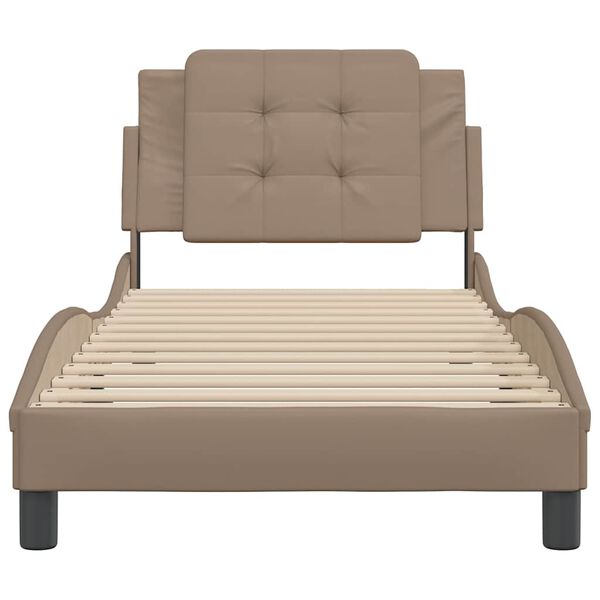 vidaXL Cadre de lit sans matelas Zadar cappuccino 100x200 cm similicuir