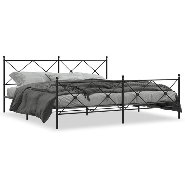 vidaXL Cadre de lit m&eacute;tal sans matelas avec pied de lit noir 193x203cm