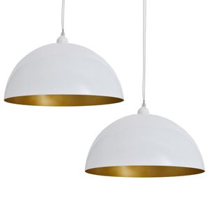 vidaXL Plafonnier 2 pcs Hauteur r&eacute;glable Semi-sph&eacute;rique Blanc