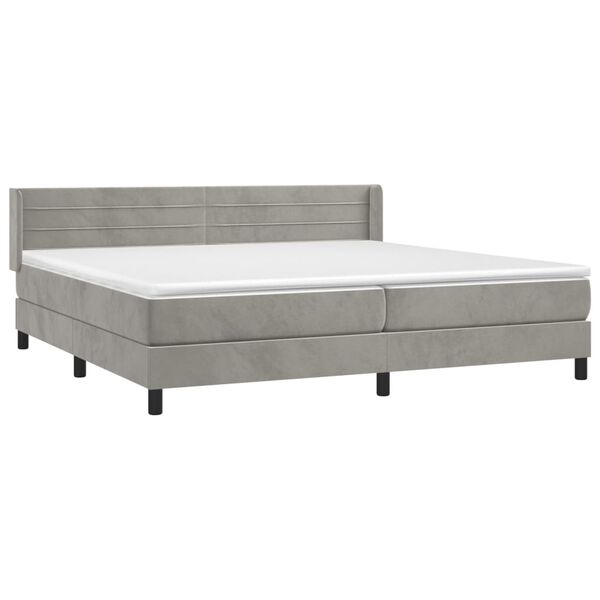 vidaXL Sommier &agrave; lattes de lit et matelas Gris clair 200x200cm Velours