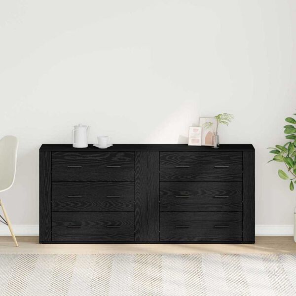 vidaXL Buffet Ch&ecirc;ne noir 160 x 33 x 70 cm Bois d'ing&eacute;nierie