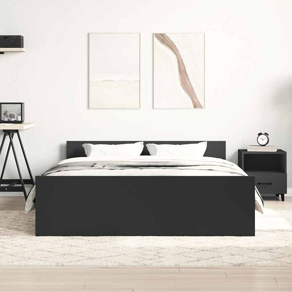 vidaXL Cadre de lit sans matelas noir 140x200 cm