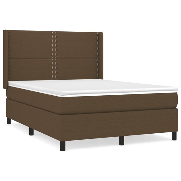 vidaXL Sommier &agrave; lattes de lit avec matelas Marron fonc&eacute; 140x190 cm