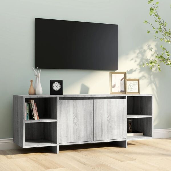 vidaXL Meuble TV sonoma gris 130x35x50 cm bois d'ing&eacute;nierie