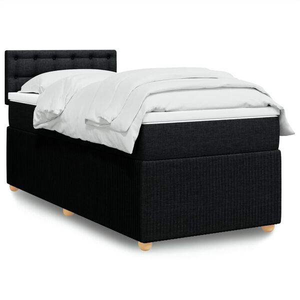 vidaXL Sommier à lattes de lit avec matelas Noir 100x200 cm Tissu