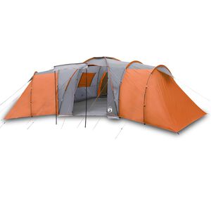 vidaXL Tente familiale à dôme 12 personnes gris et orange imperméable