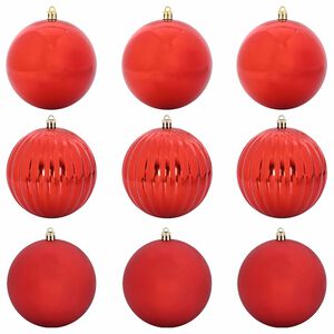 vidaXL Ensemble de Boules de No&euml;l XL 9 pc Rouge &Oslash; 15 cm Plastique