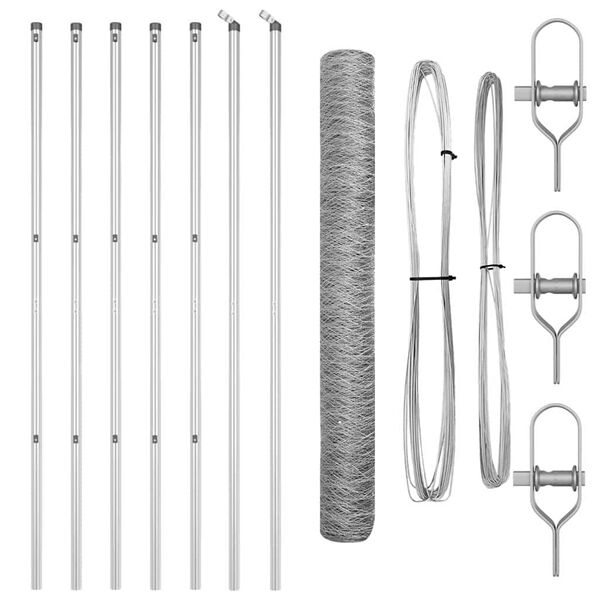 vidaXL Poteau de cl&ocirc;ture. Argent&eacute; 10 x 1 m (maille de 50 mm) Acier