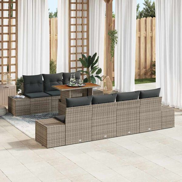 vidaXL Ensemble de salle &agrave; manger pour jardin 8 pcs Gris et marron