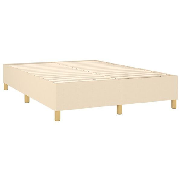 vidaXL Sommier &agrave; lattes de lit avec matelas Cr&egrave;me 140x200 cm Tissu