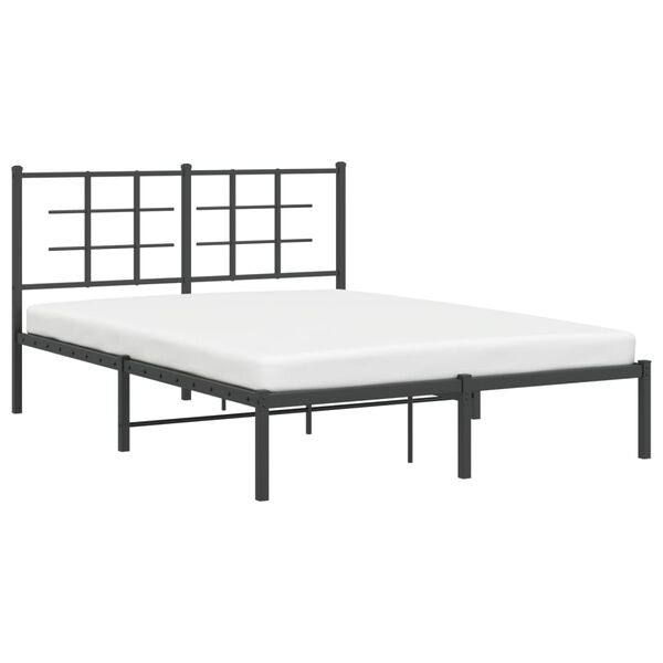 vidaXL Cadre de lit m&eacute;tal sans matelas avec t&ecirc;te de lit noir 140x200cm