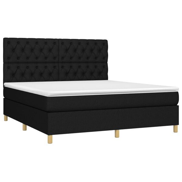 vidaXL Sommier &agrave; lattes de lit avec matelas Noir 160x200 cm Tissu