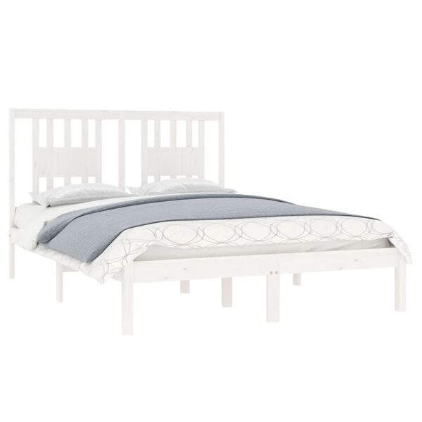 vidaXL Cadre de lit sans matelas blanc bois massif 140x190 cm