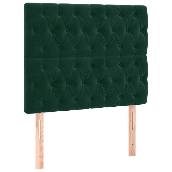 vidaXL T&ecirc;te de lit &agrave; LED Vert fonc&eacute; 100x7x118/128 cm Velours