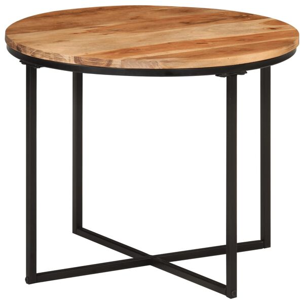 vidaXL Table basse 55x55x45 cm bois massif acacia et fer