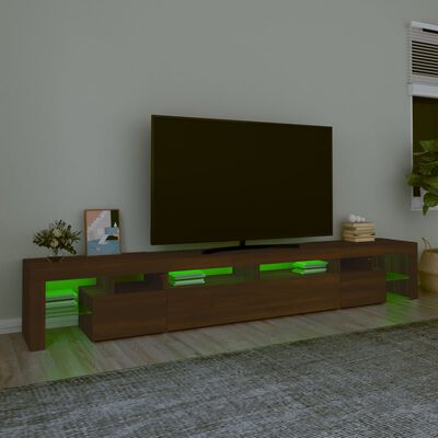 vidaXL Meuble TV avec lumières LED Chêne marron 260x36,5x40 cm