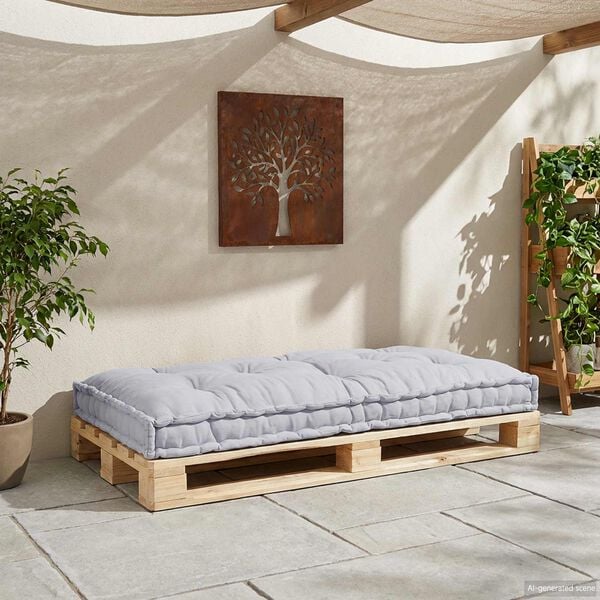 vidaXL Coussin de canap&eacute; sur palette Gris 120 x 80 x 12 cm Tissu