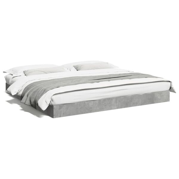vidaXL Cadre de lit sans matelas gris b&eacute;ton 200x200 cm