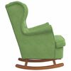 vidaXL Fauteuil &agrave; bascule &agrave; oreilles en velours vert clair bois massif
